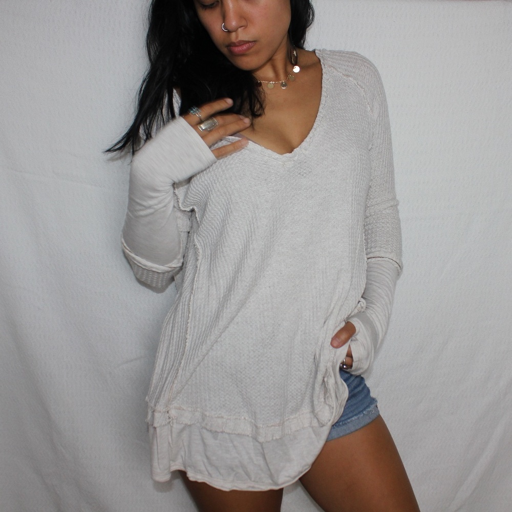 Free People Waffle Knit Thermal Tunic